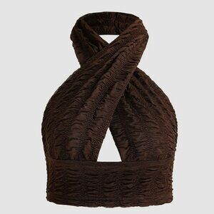 Cider Euphoria Y2K Halter Top in Brown Size XS